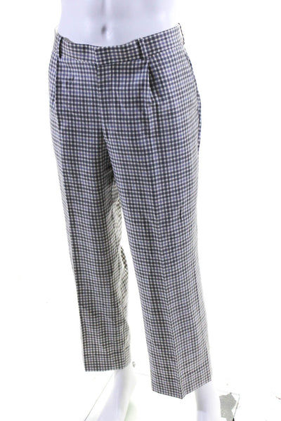 Executive Collection By Tom James Mens Plaid Pleated Pants Gray Beige Size L