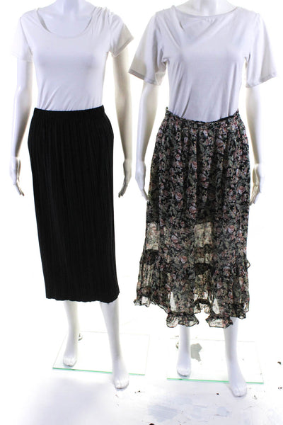 Zara Women's Elastic Waist Ruffle Maxi Skirt Floral Size M Lot 2