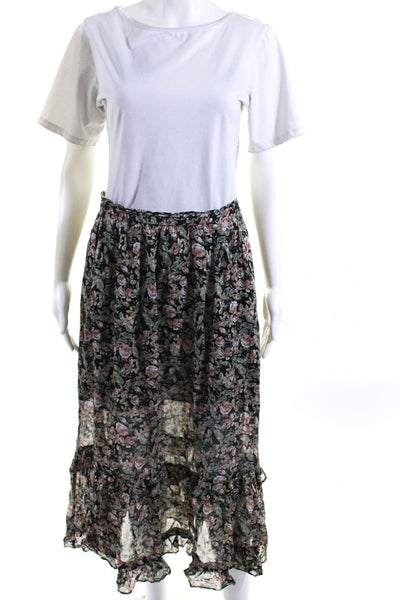 Zara Women's Elastic Waist Ruffle Maxi Skirt Floral Size M Lot 2