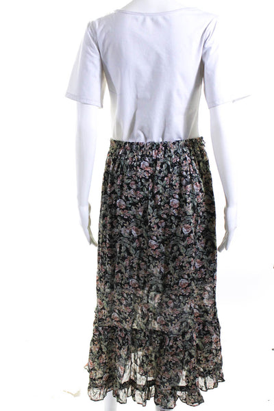 Zara Women's Elastic Waist Ruffle Maxi Skirt Floral Size M Lot 2