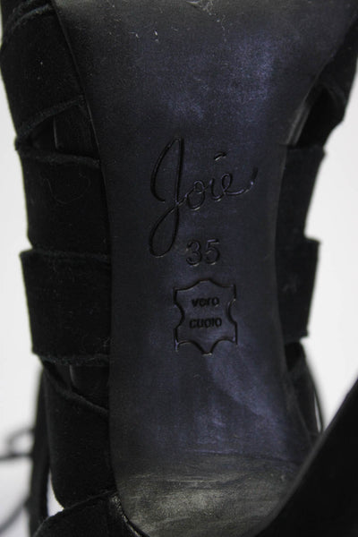 Joie Women's Open Toe Strappy Suede Sandals Black Size 5