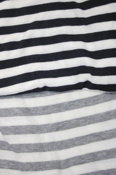 BCBGMAXAZRIA Womens Ribbed Striped Print Shirts Black Gray White Size 2XS Lot 2
