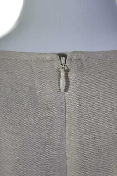 J Crew Womens Linen Flutter Sleeve Button Front A-Line Dress Beige Size 2