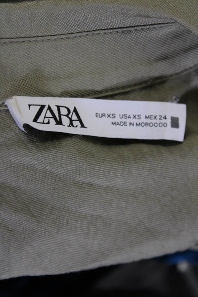 Zara Womens Button Front Crew Neck Shirt Dresses Black Green Size Small Lot 2