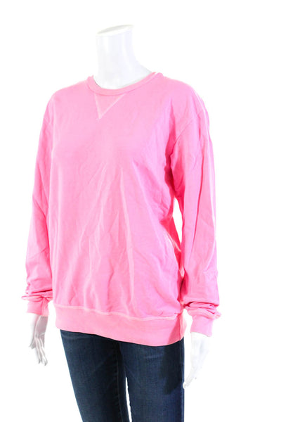 Goodlife Womens Pullover Crew Neck Sweatshirt Neon Pink Cotton Size Small