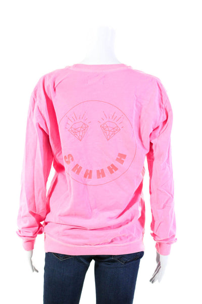 Goodlife Womens Pullover Crew Neck Sweatshirt Neon Pink Cotton Size Small