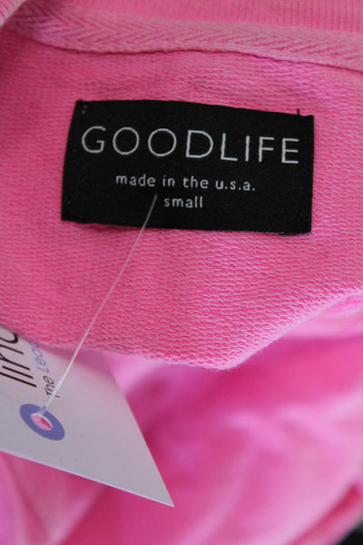 Goodlife Womens Pullover Crew Neck Sweatshirt Neon Pink Cotton Size Small