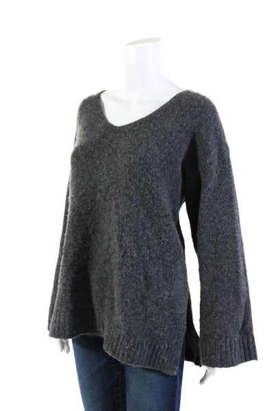 Z Supply Womens Pullover 3/4 Sleeve V Neck Sweater Gray Size Extra Small