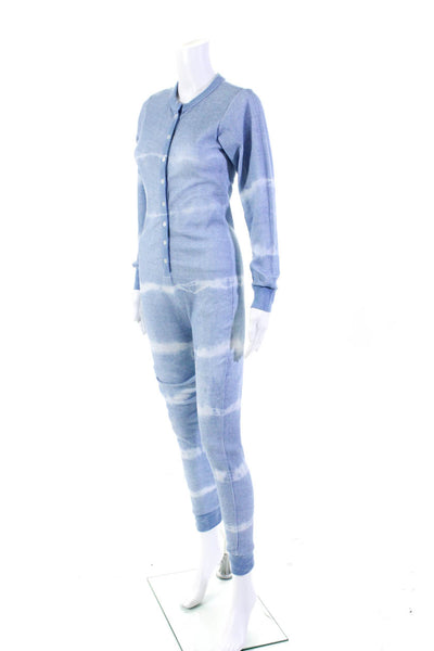 Follow Me Womens Button Front Tie Dyed Thermal Sleep One Piece Blue Size XS