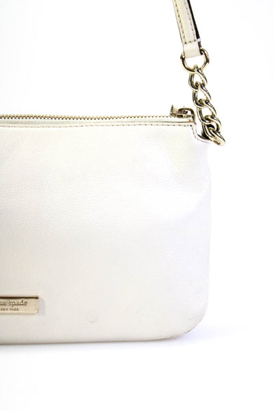 Kate Spade New York Womens Leather Bow Print Crossbody Shoulder Handbag White