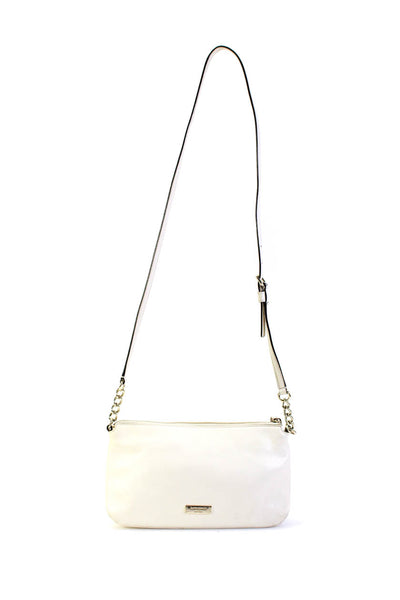 Kate Spade New York Womens Leather Bow Print Crossbody Shoulder Handbag White