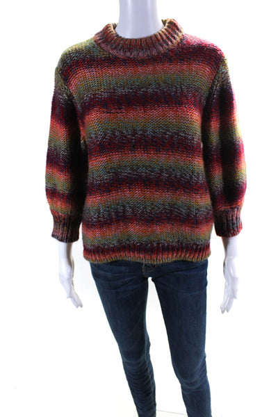 One Grey Day Womens Thick Knit Long Sleeved Crew Sweater Red Multicolor Size S