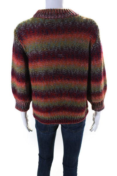 One Grey Day Womens Thick Knit Long Sleeved Crew Sweater Red Multicolor Size S