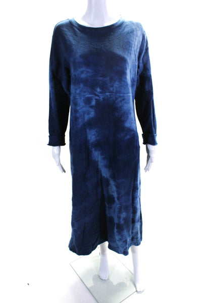 Arigato Womens Cotton Round Neck Long Sleeve Sweatshirt Dress Blue Size 2