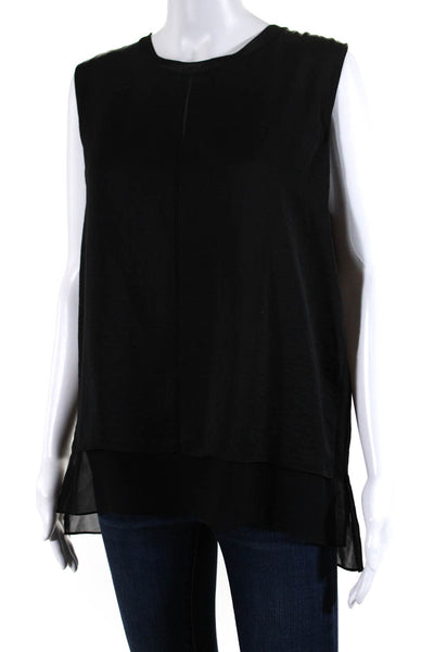 Vince Womens Round Neck Sleeveless Darted Pullover Tank Top Blouse Black Size L