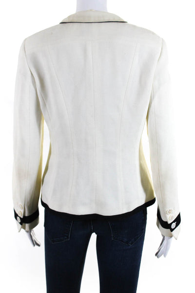 Rena Lange Women's Fully Lined Button Front Blazer Jacket White Size 8