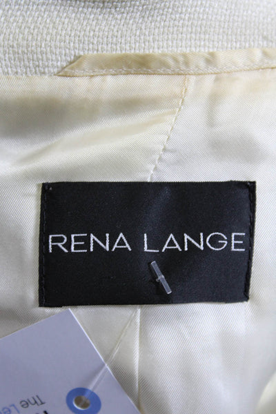 Rena Lange Women's Fully Lined Button Front Blazer Jacket White Size 8