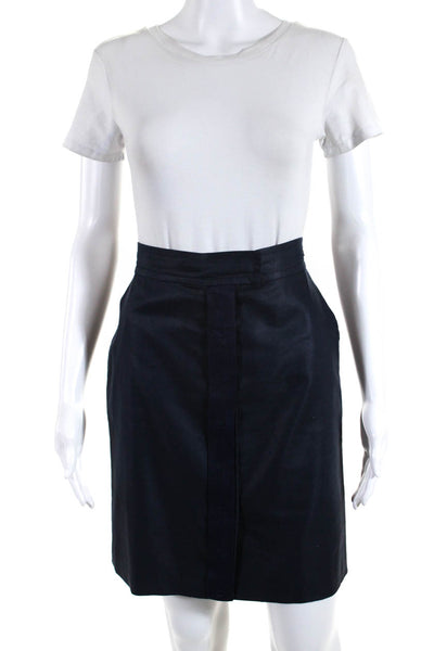 Carolina Herrera Women's Zip Front Pencil Skirt Navy Size 4