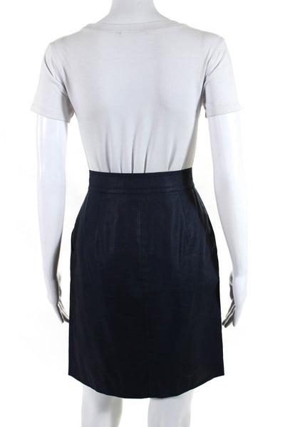 Carolina Herrera Women's Zip Front Pencil Skirt Navy Size 4