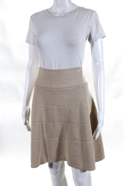 Josie Natori Women's Mid Rise A Line Skirt Beige Size 6