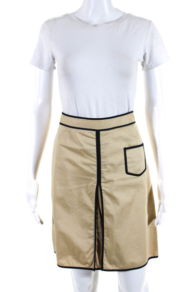 Tory Burch Women's A Line Cotton Mid Length Skirt Beige Size 6