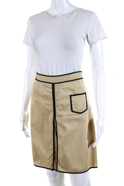 Tory Burch Women's A Line Cotton Mid Length Skirt Beige Size 6