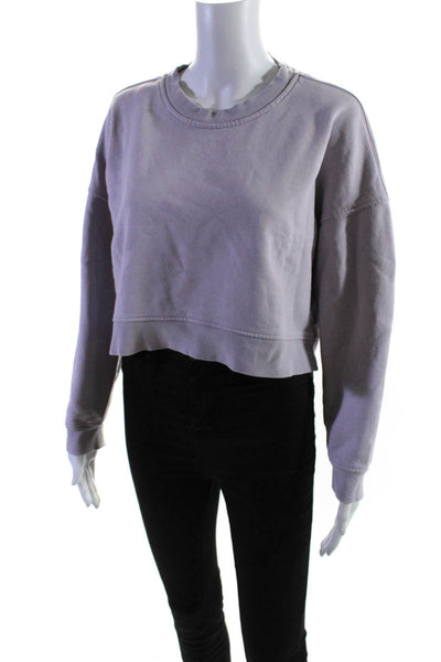 Staud Women's Crewneck Long Sleeves Pullover Sweatshirt Purple Size S