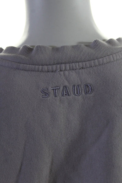 Staud Women's Crewneck Long Sleeves Pullover Sweatshirt Purple Size S
