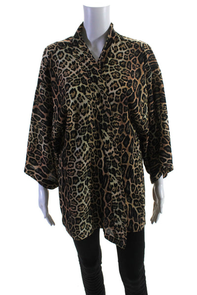 ONZIE Women's Open Front 3/4 Sleeves Animal Print Robe One Size