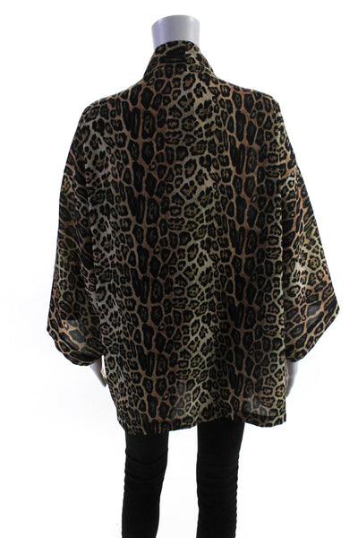 ONZIE Women's Open Front 3/4 Sleeves Animal Print Robe One Size