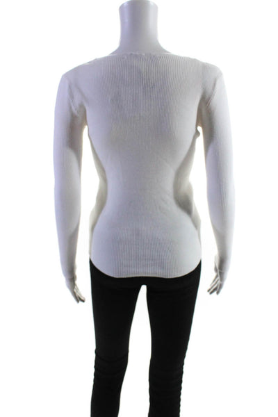 Lioness Women's V-Neck Long Sleeves Ribbed Blouse White Size S