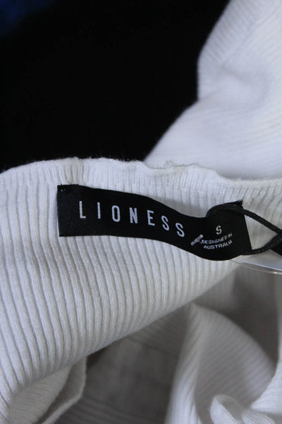 Lioness Women's V-Neck Long Sleeves Ribbed Blouse White Size S