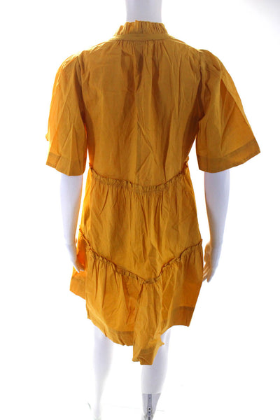 Sea New York Womens Short Sleeves A Line Dress Yellow Cotton Size 4