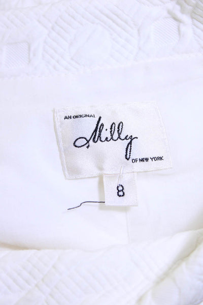 Milly Womens Textured Jacquard Cowl Neck Sleeveless Shift Dress White Size 8