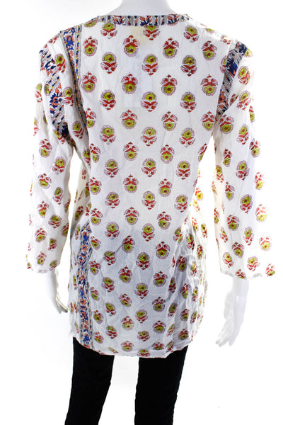 Roller Rabbit Women's V-Neck 3/4 Sleeves Floral Tunic Blouse Size S