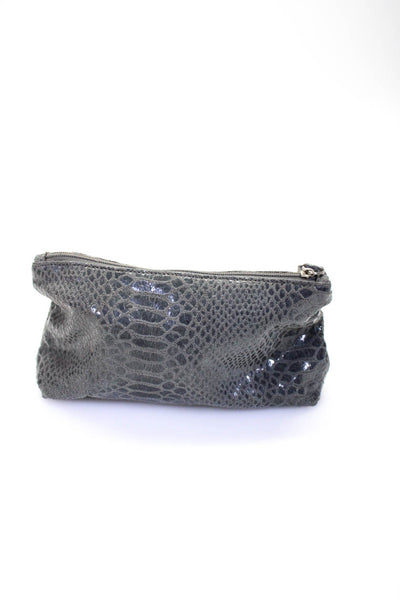 Carlos Falchi Womens Snakeskin Print Clutch Handbags Gray Lot 2