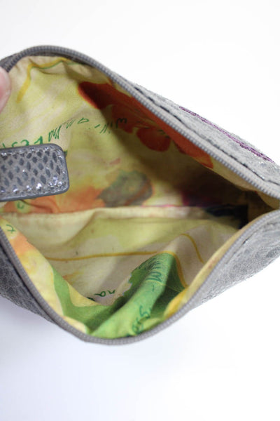 Carlos Falchi Womens Snakeskin Print Clutch Handbags Gray Lot 2