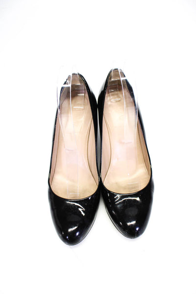 J Crew Womens Patent Leather Slide On Round Toe Wedge Pumps Black Size 8.5