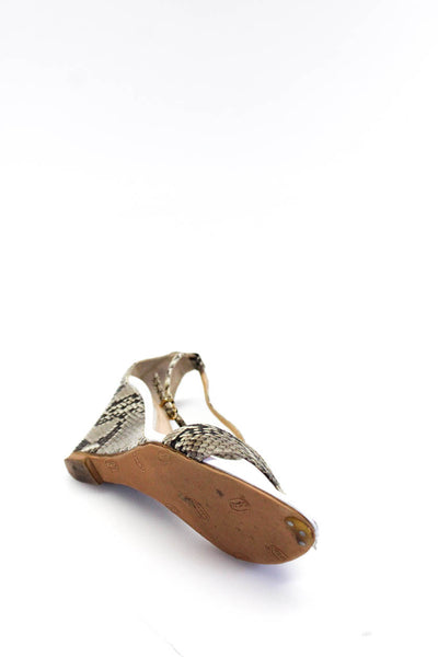 Alexandre Birman Womens Snakeskin Ankle Strap Wedge Sandals Brown Size 8