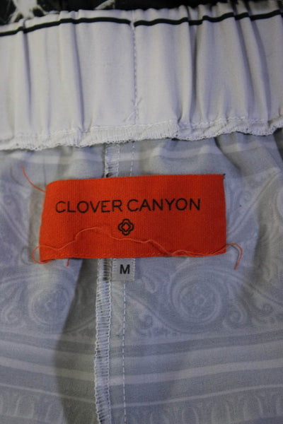 Clover Canyon Womens Marble Print Drawstring Waist Pants Black White Size Medium