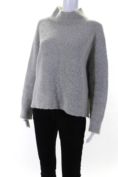 Theory Womens Tight Knit Mock Neck Long Sleeved Pullover Sweater Gray Size M