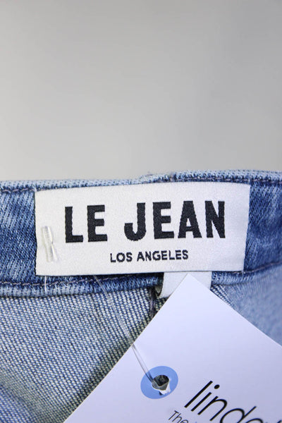 Le Jean Womens Blue Light Wash High Rise Wide Leg Denim Jeans Size 24