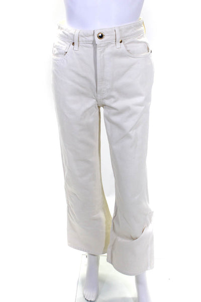 Khaite Womens White Cotton High Rise Wide Leg Denim Jeans Size 26