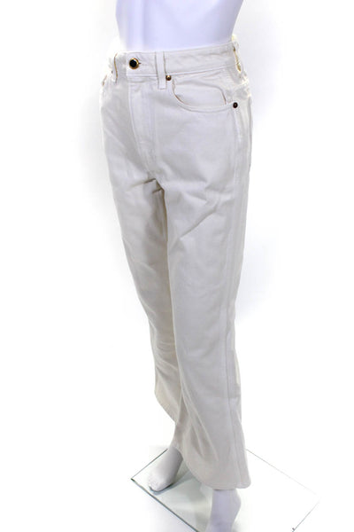 Khaite Womens White Cotton High Rise Wide Leg Denim Jeans Size 26