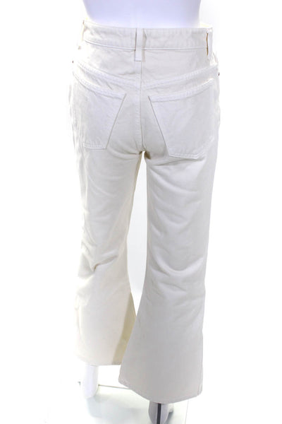 Khaite Womens White Cotton High Rise Wide Leg Denim Jeans Size 26