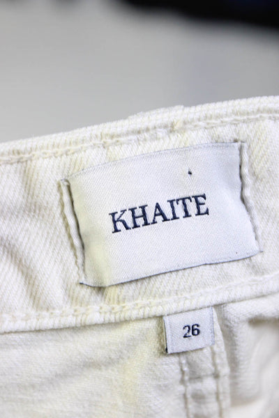 Khaite Womens White Cotton High Rise Wide Leg Denim Jeans Size 26