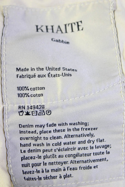 Khaite Womens White Cotton High Rise Wide Leg Denim Jeans Size 26