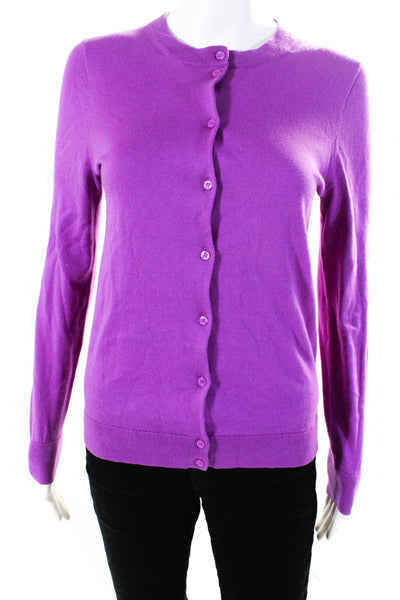 J Crew Womens Round Neck Long Sleeves Button Down Cardigan Sweater Purple Size S