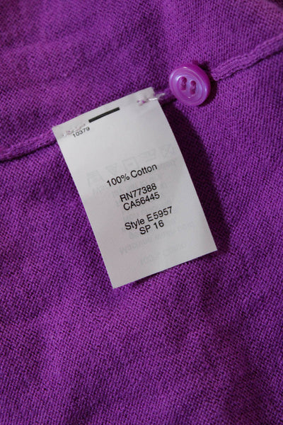 J Crew Womens Round Neck Long Sleeves Button Down Cardigan Sweater Purple Size S