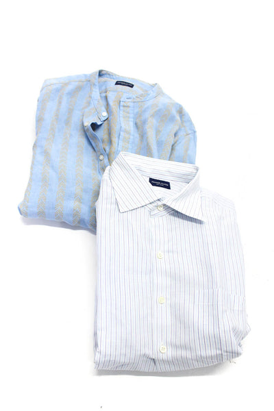 Proper Cloth Mens Blue Pinstriped Collar Long Sleeve Dress Shirt Size 44 Lot 2